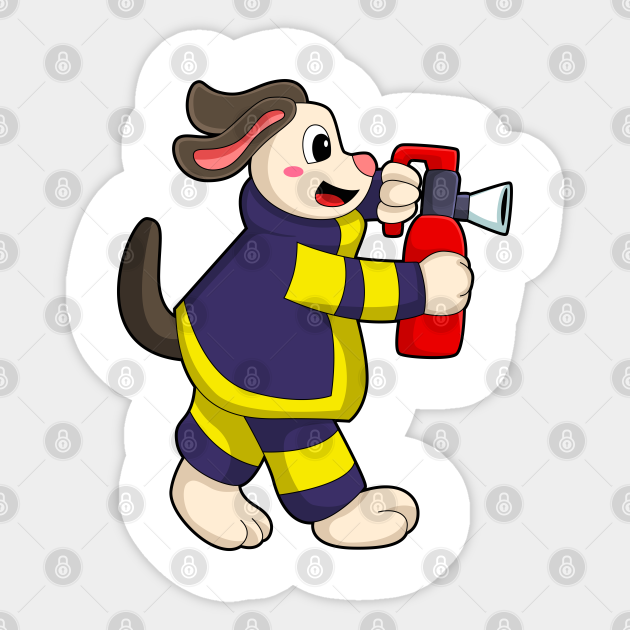 Dog as Firefighter with Fire extinguisher Firefighter Sticker